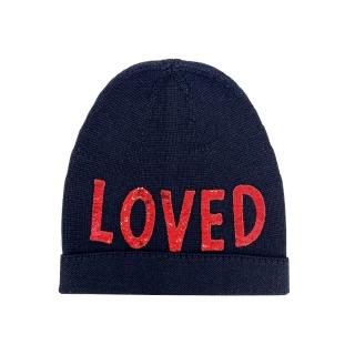 【GUCCI 古馳】LOVED 亮片設計針織毛帽(481356-深藍)