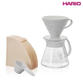 【HARIO】V60 日本有田燒陶瓷濾杯咖啡壺組(XVDD-3012W)