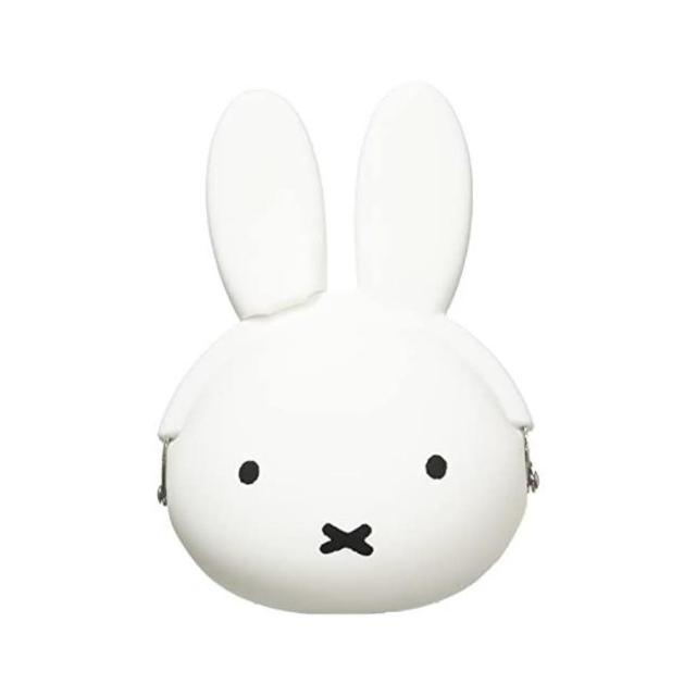 【小禮堂】米菲兔 矽膠扣型零錢包 p+g design - 白大臉(平輸品)