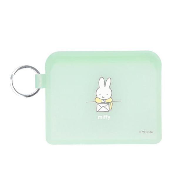 【小禮堂】米菲兔 方形矽膠夾鍊零錢包 p+g design - 綠信封(平輸品)
