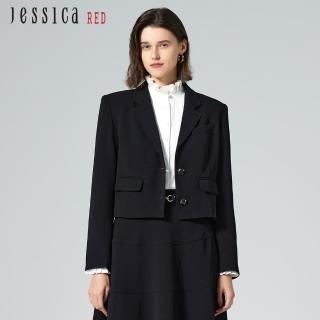 【Jessica Red】簡約百搭直筒型顯瘦短版西裝外套824401