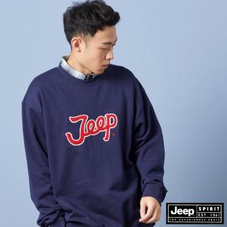 【JEEP】品牌LOGO簡約設計大學T - 男女適穿(海軍藍)