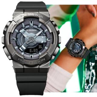 【CASIO 卡西歐】G-SHOCK 精巧纖薄金屬外殼3D錶盤雙顯錶-霧灰(GM-S110B-8A WOMAN系列)