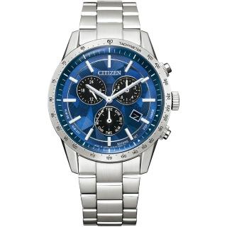 【CITIZEN 星辰】GENTS 日本藍/東京藍 限量光動能 三眼計時紳士腕錶 / 39.5mm(BL5590-55L)