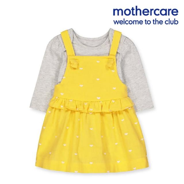 【mothercare】專櫃童裝 黃色愛心吊帶裙/背心裙套裝/上衣+吊帶裙(3-18個月)