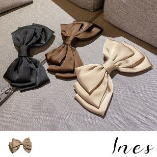 【INES】蝴蝶結髮夾/閃耀光澤三層大蝴蝶結造型髮夾(3色任選)