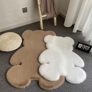 【WO HOME】IG可愛小熊地毯毛絨地毯 白色/摩卡棕(仿羊毛觸感臥室少女網紅兒童房地墊珪藻土)