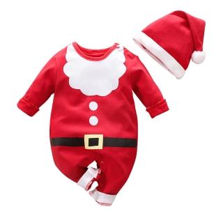 【JoyNa】耶誕童裝 聖誕老人連身衣 純棉長袖包屁衣(聖誕節.寶寶衣.贈耶誕帽)