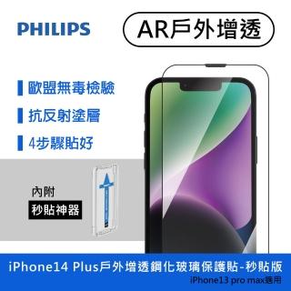 【Philips 飛利浦】iPhone 14 Plus 6.7吋 AR戶外增透9H鋼化玻璃保護秒貼 DLK5603(適用iPhone 13 Pro Max)