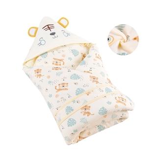 【JoyNa】新生兒加厚睡袋 保暖包巾 加厚鋪棉連帽虎耳朵抱被毯(夾層純棉.虎寶寶)