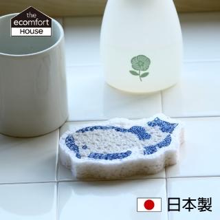 【ECOMFORT HOUSE 森活】天然纖維環保海綿 日本製 貓咪造型(吸水膨脹 洗碗 水槽 磁磚 清潔)