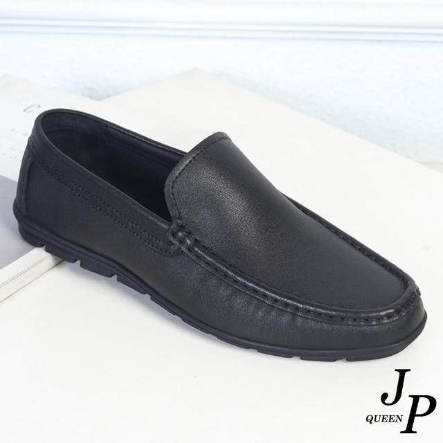 【JP Queen New York】四季百搭男士牛皮豆豆鞋皮鞋(黑色)