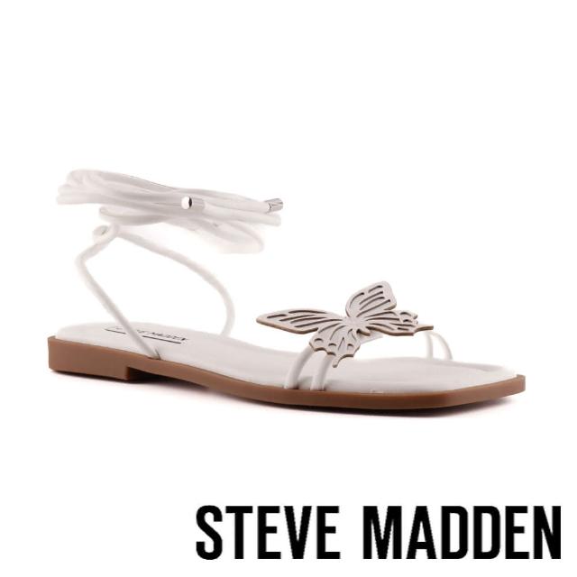 【STEVE MADDEN】MARIPOSA 蝴蝶方頭繞踝羅馬涼鞋(白色)