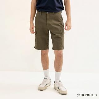 【Hang Ten】男裝-REGULAR FIT斜紋口袋短褲(灰綠)
