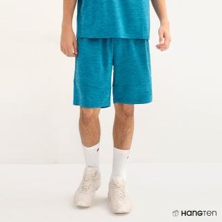 【Hang Ten】男裝-REGULAR FIT經編網布剪接3M吸濕排汗抗臭短褲(花紗灰藍)