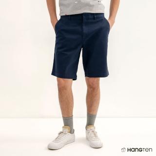【Hang Ten】男裝-REGULAR FIT經典百慕達斜紋短褲(深藍)