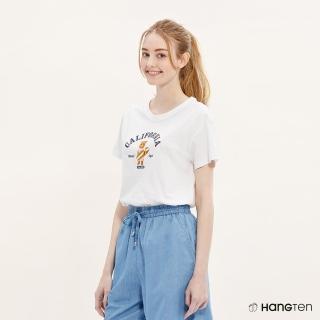 【Hang Ten】女裝-COMFORT FIT BCI純棉加州熊主題印花短袖T恤(米白)