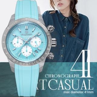 【elegantsis 愛樂時】JT41QS 馬卡龍色系三眼計時手錶-寶寶藍(ELJT41QS-VU03LC)