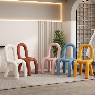【WELAI】現代創意異形臥室化妝椅梳妝凳-多色(梳妝椅 餐椅 羊羔絨化妝椅 靠背椅)