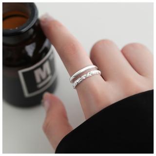 【HaNA 梨花】韓國銀．銀本色雙層手打感不規則戒指