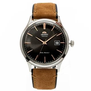 【ORIENT 東方錶】紳士復古自動上鍊機械皮革腕錶/棕x灰面(FAC08003A0)
