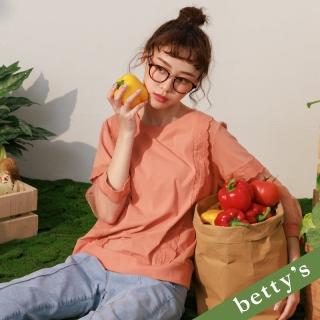 【betty’s 貝蒂思】袖子網布蕾絲拼接上衣(淺桔色)