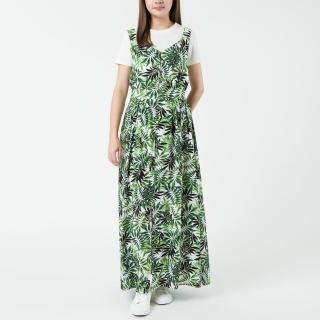 【SingleNoble 獨身貴族】茂伊島風情綠葉印花兩件式洋裝(2色)