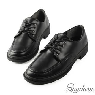 【SANDARU 山打努】牛津鞋 學院風格綁帶低跟鞋(黑)