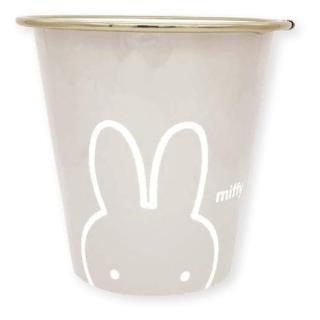 【小禮堂】米菲兔 迷你圓形無蓋垃圾桶 - 灰白線款(平輸品)