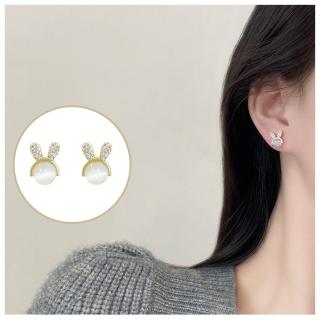 【HaNA 梨花】韓國迎兔年．小錢兔微鑲水鑽兔子耳環