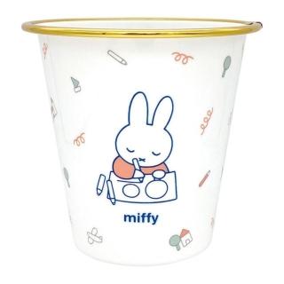 【小禮堂】米菲兔 迷你圓形無蓋垃圾桶 - 白桌前款(平輸品)