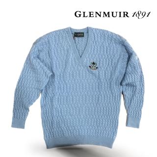 【Glenmuir】粉藍V領毛衣(針織衫 毛衣 長袖毛衣 線衫)