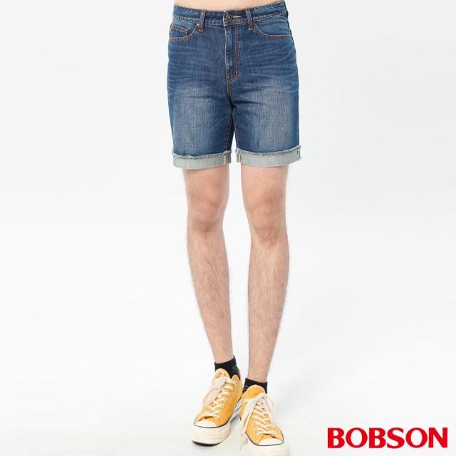 【BOBSON】男款褲口反折短褲(261-53)