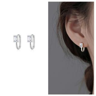 【HaNA 梨花】韓國睡著不摘．輕奢小方型鑽石耳圈耳環