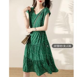 【A3】大地綠點點連衣裙(舒適洋裝)