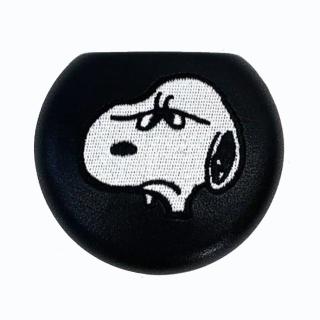 【小禮堂】Snoopy 皮質硬殼飾品盒 - 黑皺眉款(平輸品)