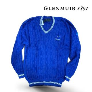 【Glenmuir】亮藍圓領棉線衫(針織衫 毛衣 長袖毛衣 線衫)