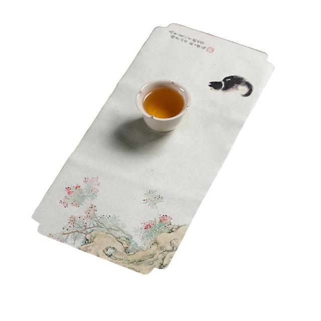 【PUSH!】品茗喝茶具典雅風防水茶席桌布禪意中式復古茶盤桌旗(茶巾大號2入套組T25)