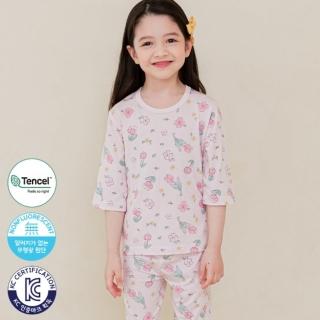 【ttasom】正韓製天絲莫代爾棉7分袖家居服套裝 - 粉色花朵(現貨速達)
