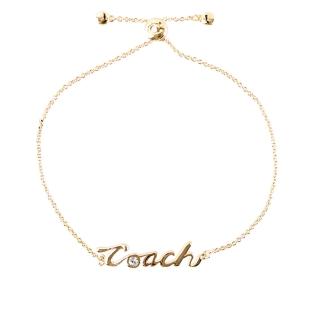 【COACH】Logo 草寫標誌可調式手環(金色)