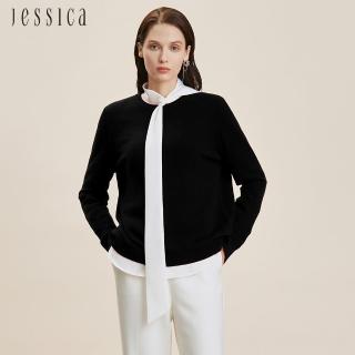 【JESSICA】舒適親膚羊絨羊毛簡約百搭圓領針織衫224355（黑）