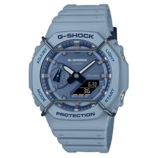 【CASIO 卡西歐】G-SHOCK 啞光金屬雙顯手錶 GA-2100PT-2A