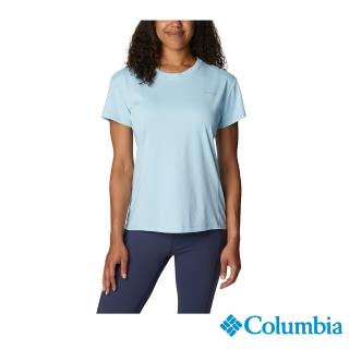 【Columbia 哥倫比亞 官方旗艦】女款-W Zero Ice Cirro-CoolUPF50酷涼快排短袖上衣-藍色(UAR29570BL / 20