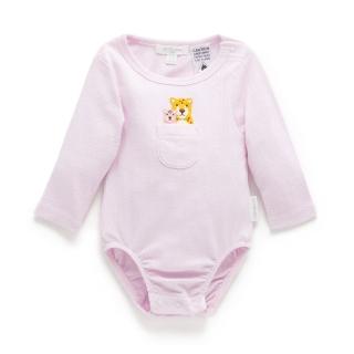 【Purebaby】澳洲有機棉 嬰兒長袖包屁衣(新生兒 有機棉 連身衣)