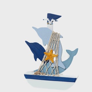 【北熊天空】地中海風格帆船擺飾 海豚 小船 海洋船模型 櫥窗擺飾(一帆風順 擺件 海洋風)