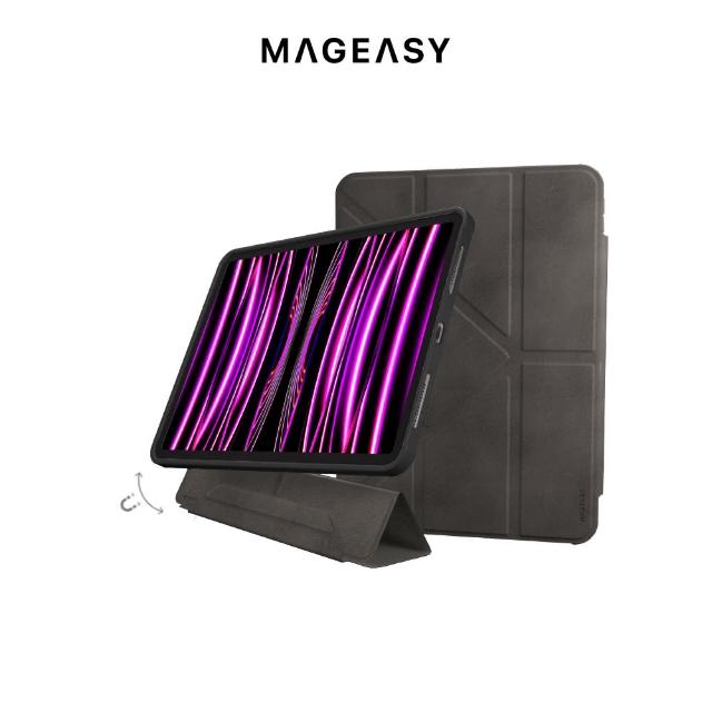 【MAGEASY】iPad 10代 10.9吋 可拆式多角度支架透明保護套 VIVAZ+(支援 2022 iPad 10代)