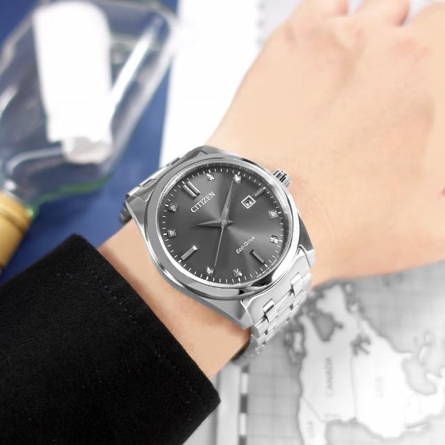 【CITIZEN 星辰】光動能 藍寶石水晶玻璃 日期 防水100米 不鏽鋼手錶 灰色 41mm(BM7100-59H)