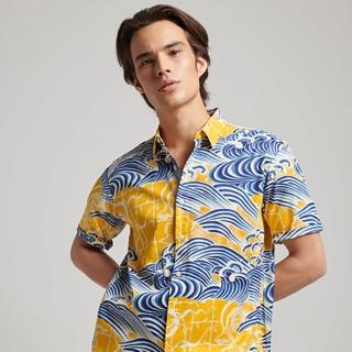 【Superdry】男裝 短袖襯衫 Vintage Hawaiian S/S(藍黃)