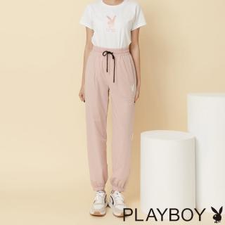 【PLAYBOY】雙色防風運動長褲(粉色)