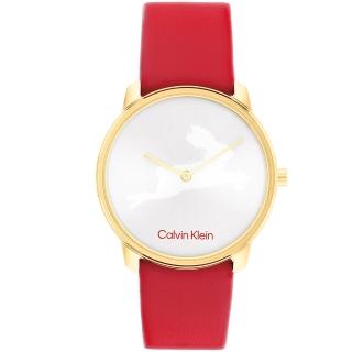 【Calvin Klein 凱文克萊】CK 兔年紀念款皮帶腕錶-34mm(CK25200219)